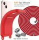 Apple iPhone 15 Hoesje met Koord en Pasjeshouder Siliconen Rood afbeelding 10
