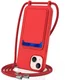 Apple iPhone 15 Hoesje met Koord en Pasjeshouder Siliconen Rood