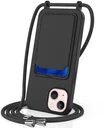 Apple iPhone 14 Hoesje met Koord en Pasjeshouder Siliconen Zwart
