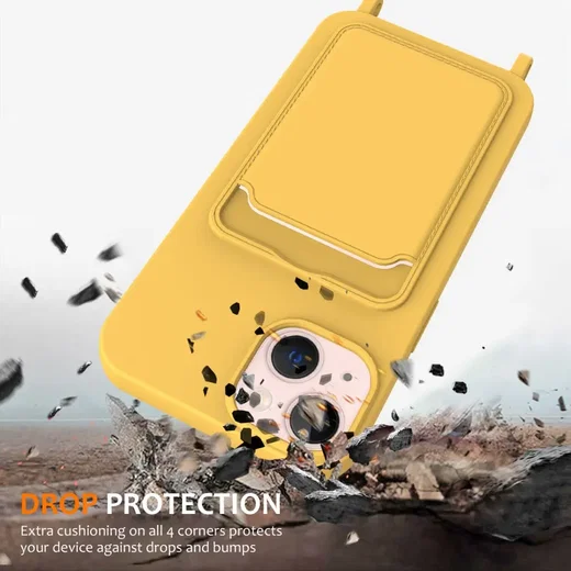 Apple iPhone 14 Hoesje met Koord en Pasjeshouder Siliconen Groen afbeelding 2