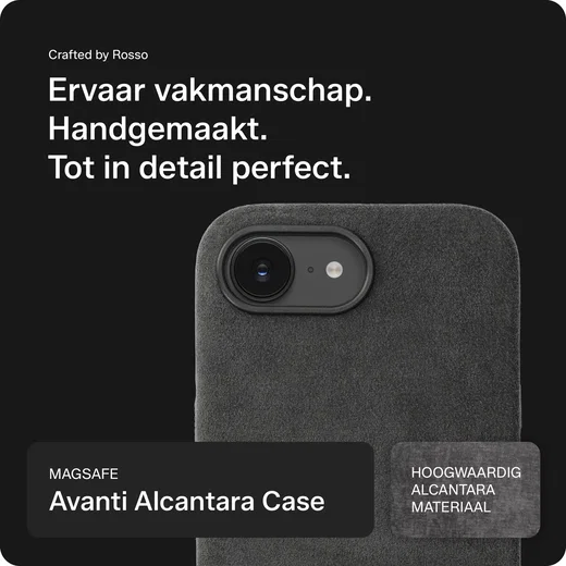 Rosso Avanti Apple iPhone 17e / 16e Hoesje Alcantara MagSafe Back Cover Grijs afbeelding 4