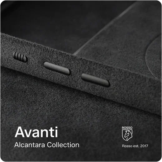 Rosso Avanti Apple iPhone 17e / 16e Hoesje Alcantara MagSafe Back Cover Grijs afbeelding 11