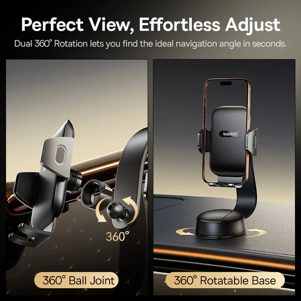 Baseus PrimeTrip Dashboard/Raam Telefoonhouder 360° Verstelbaar Zwart afbeelding 8