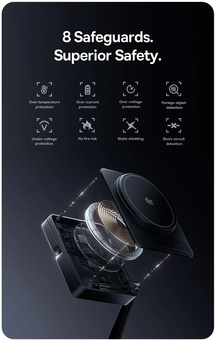 Baseus PicoGo 3-in-1 Draadloze Qi 2.2 Oplader Smartphone/Watch/AirPods 25W Zwart afbeelding 10