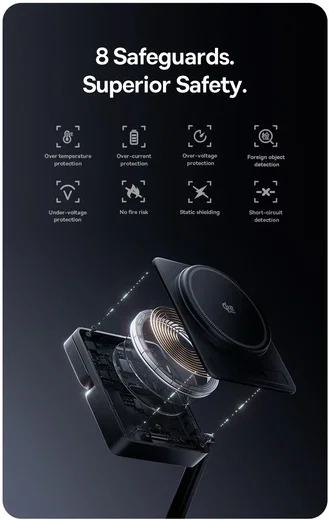 Baseus PicoGo 3-in-1 Draadloze Qi 2.2 Oplader Smartphone/Watch/AirPods 25W Zwart afbeelding 10