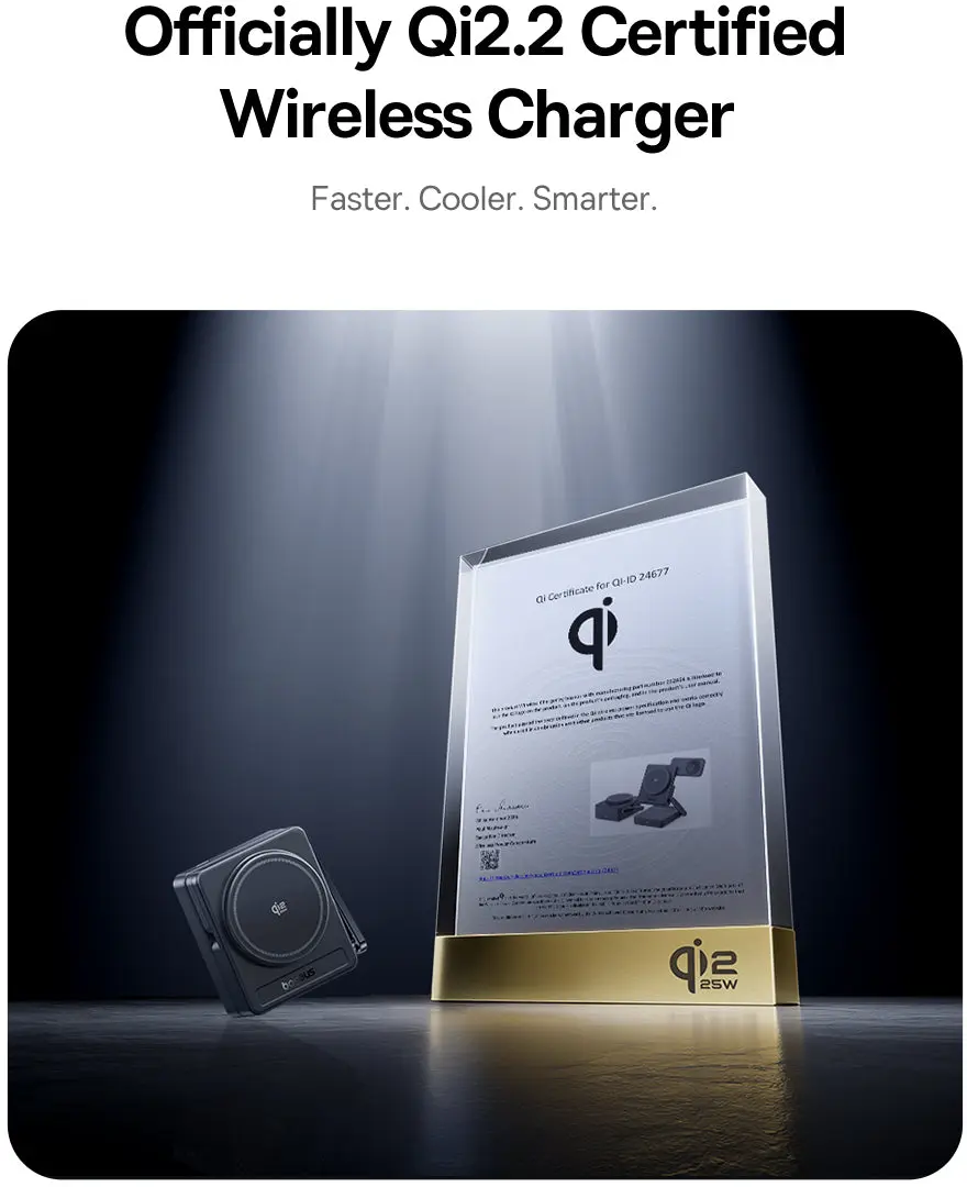 Baseus PicoGo 3-in-1 Draadloze Qi 2.2 Oplader Smartphone/Watch/AirPods 25W Zwart afbeelding 6