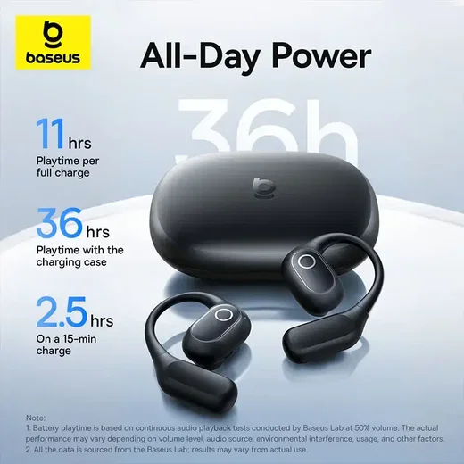 Baseus Eli 2i Fit Open-Ear True Wireless Draadloze Bluetooth Oordopjes Wit afbeelding 7