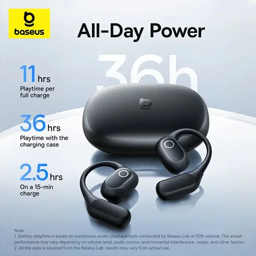 Baseus Eli 2i Fit Open-Ear True Wireless Draadloze Bluetooth Oordopjes Zwart afbeelding 6