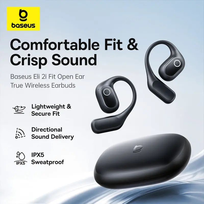 Baseus Eli 2i Fit Open-Ear True Wireless Draadloze Bluetooth Oordopjes Zwart afbeelding 10