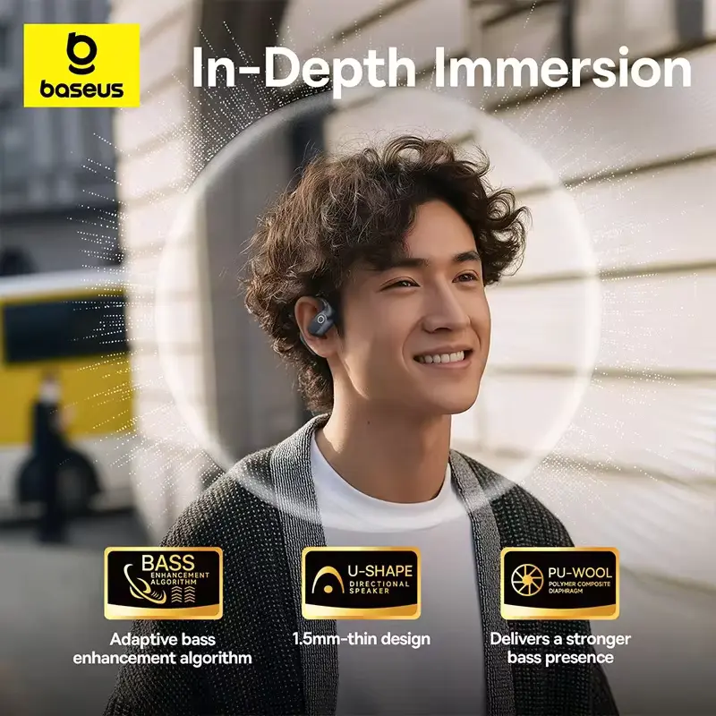 Baseus Eli 2i Fit Open-Ear True Wireless Draadloze Bluetooth Oordopjes Zwart afbeelding 7