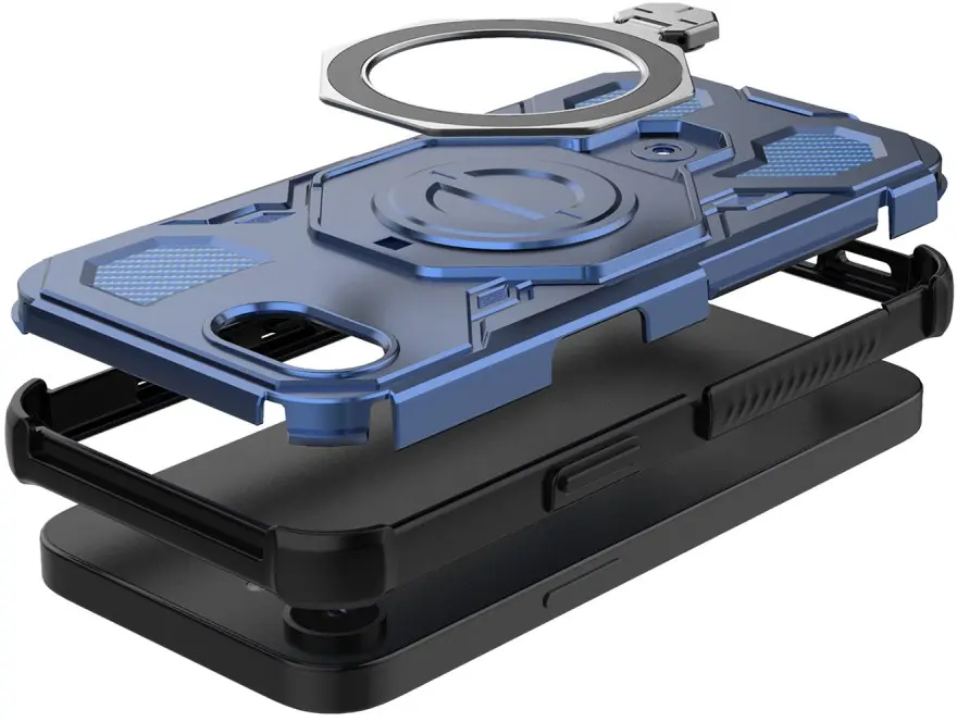 Apple iPhone 17e / 16e Hoesje MagSafe 360° Standaard Blauw afbeelding 6
