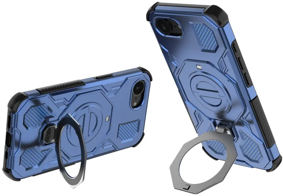 Apple iPhone 17e / 16e Hoesje MagSafe 360° Standaard Blauw afbeelding 2