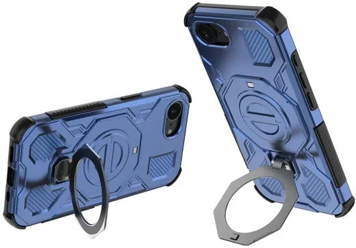 Apple iPhone 17e / 16e Hoesje MagSafe 360° Standaard Blauw afbeelding 2