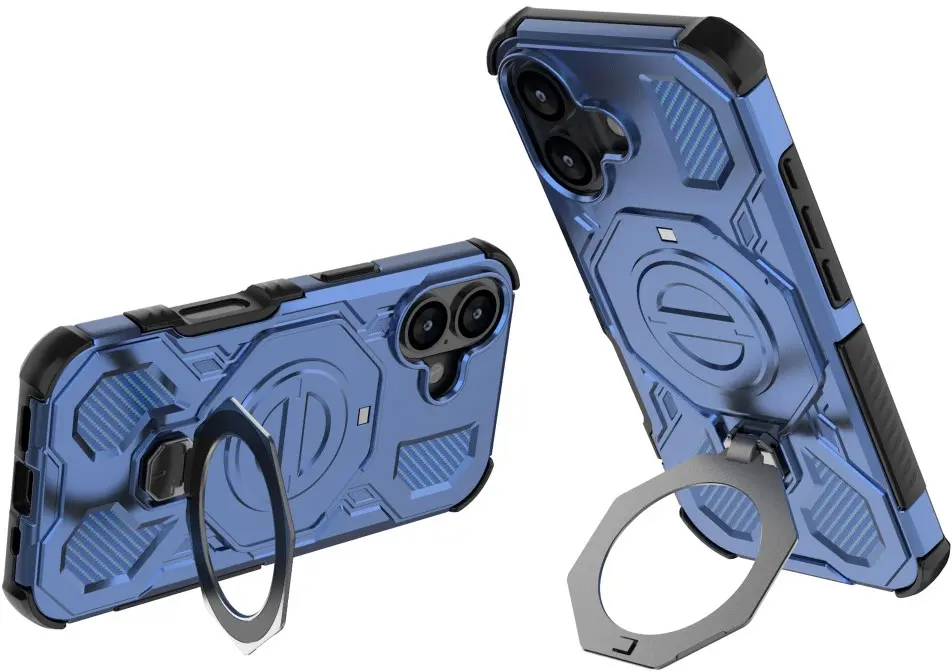 Apple iPhone 17 Hoesje MagSafe 360° Standaard Blauw afbeelding 2