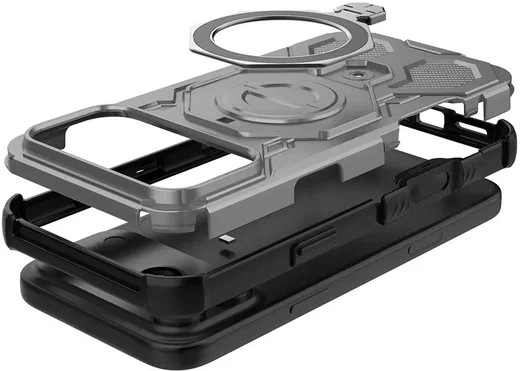Apple iPhone 17 Pro Hoesje MagSafe 360° Standaard Grijs afbeelding 9