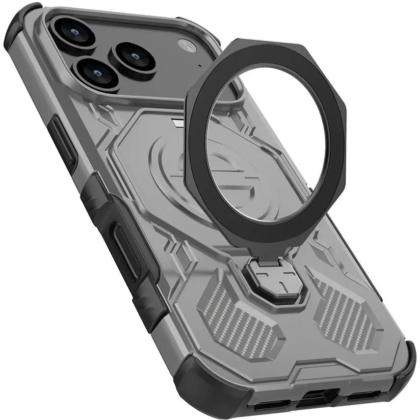 Apple iPhone 17 Pro Hoesje MagSafe 360° Standaard Grijs afbeelding 8