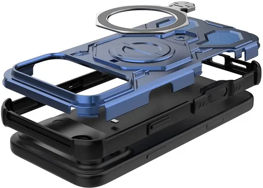 Apple iPhone 17 Pro Hoesje MagSafe 360° Standaard Blauw afbeelding 9