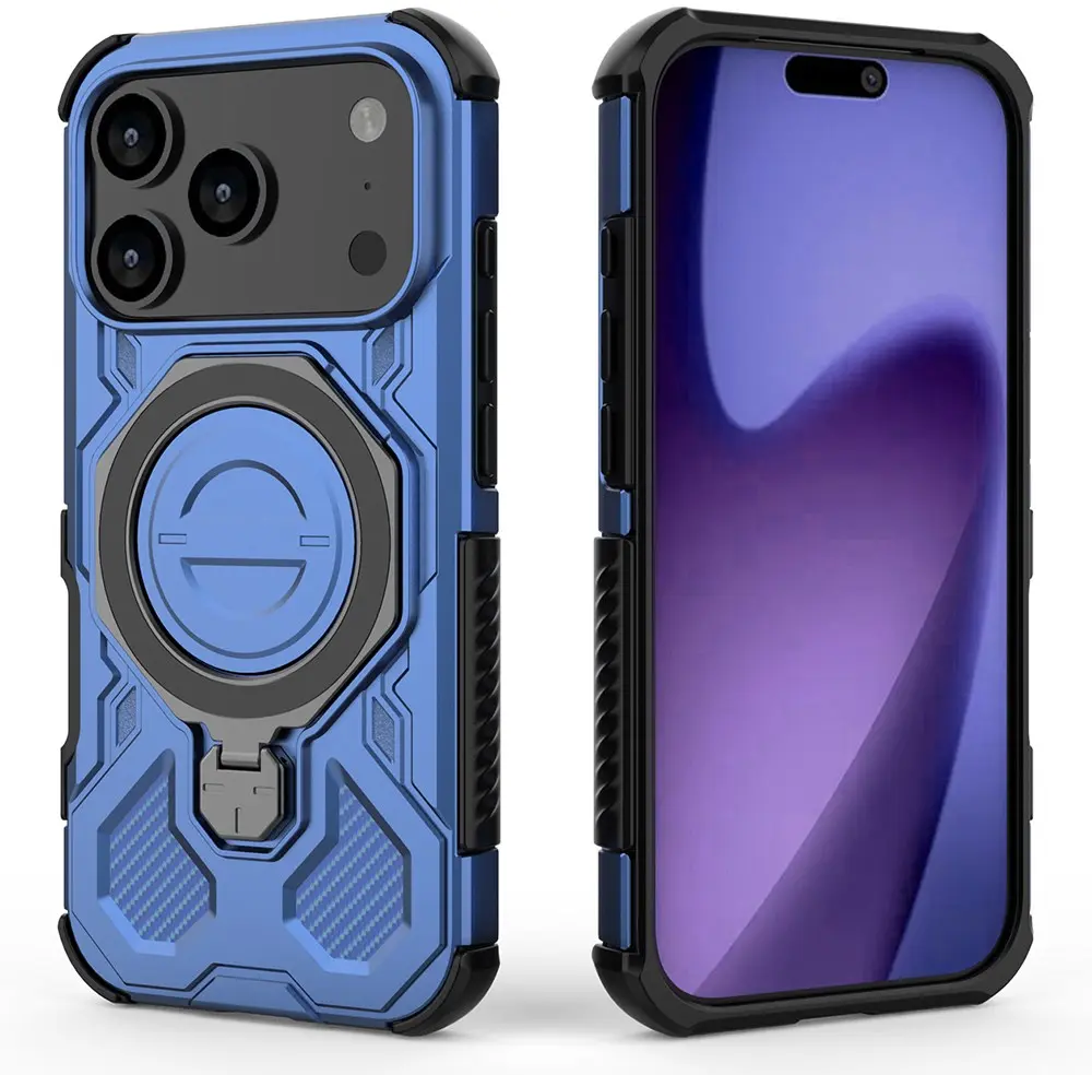 Apple iPhone 17 Pro Hoesje MagSafe 360° Standaard Blauw afbeelding 6