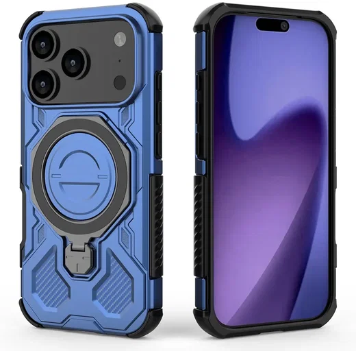 Apple iPhone 17 Pro Hoesje MagSafe 360° Standaard Blauw afbeelding 6