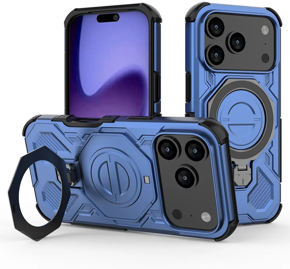 Apple iPhone 17 Pro Hoesje MagSafe 360° Standaard Blauw afbeelding 1