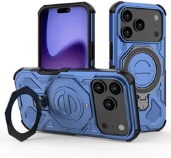 Apple iPhone 18 Pro / 17 Pro Hoesje MagSafe 360° Standaard Blauw afbeelding