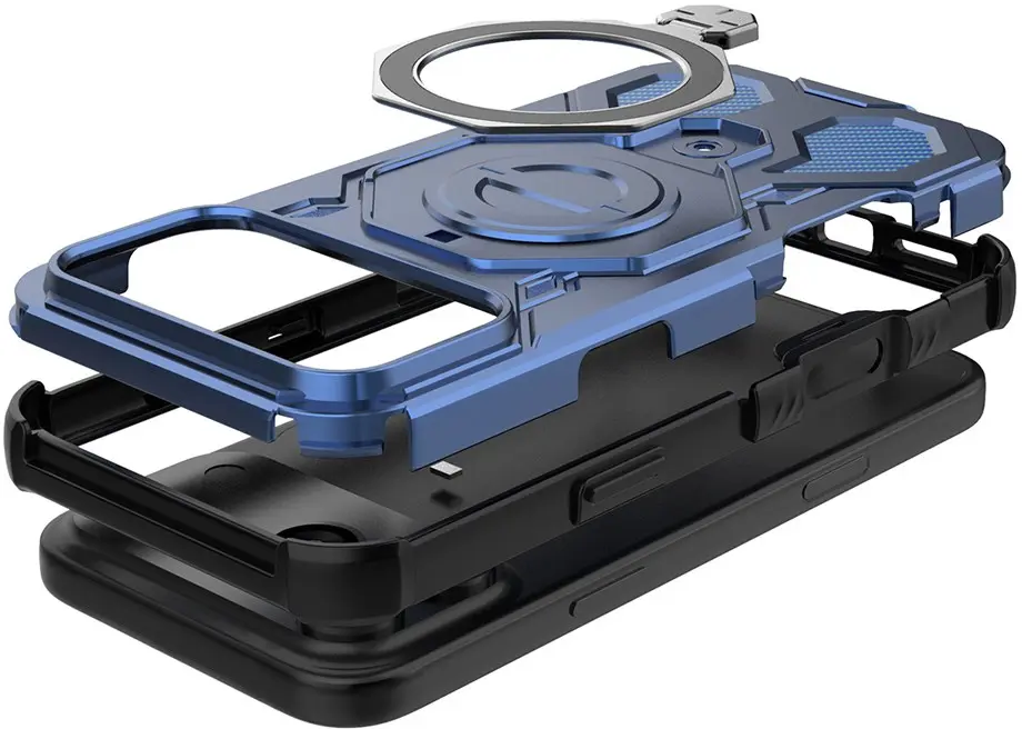 Apple iPhone 17 Pro Max Hoesje MagSafe 360° Standaard Blauw afbeelding 9