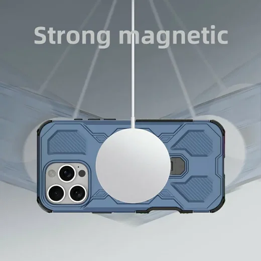 Apple iPhone 16 Pro Max Hoesje MagSafe 360° Standaard Blauw afbeelding 8