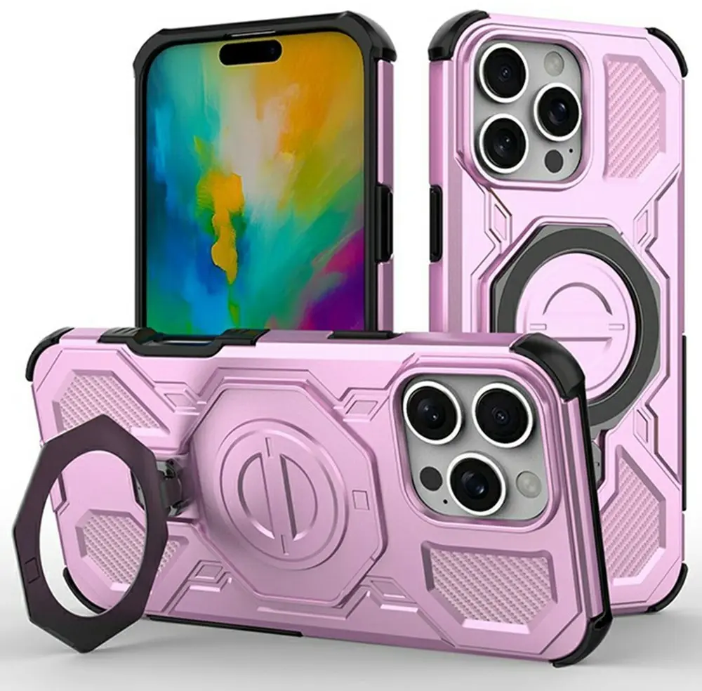 Apple iPhone 16 Pro Max Hoesje MagSafe 360° Standaard Roze afbeelding 1