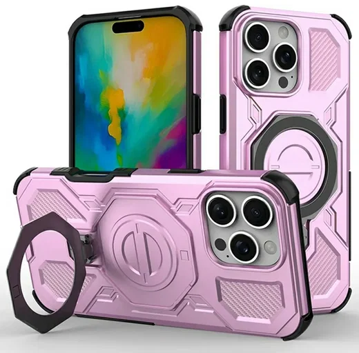 Apple iPhone 16 Pro Max Hoesje MagSafe 360° Standaard Roze afbeelding 1