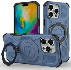 Apple iPhone 16 Pro Hoesje MagSafe 360° Standaard Blauw afbeelding