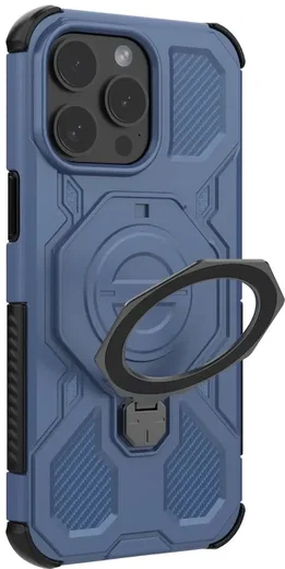 Apple iPhone 15 Pro Max Hoesje MagSafe 360° Standaard Blauw afbeelding 12