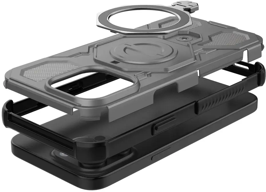 Apple iPhone 15 Pro Max Hoesje MagSafe 360° Standaard Grijs afbeelding 13