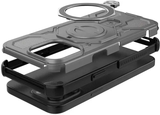 Apple iPhone 15 Pro Max Hoesje MagSafe 360° Standaard Grijs afbeelding 13