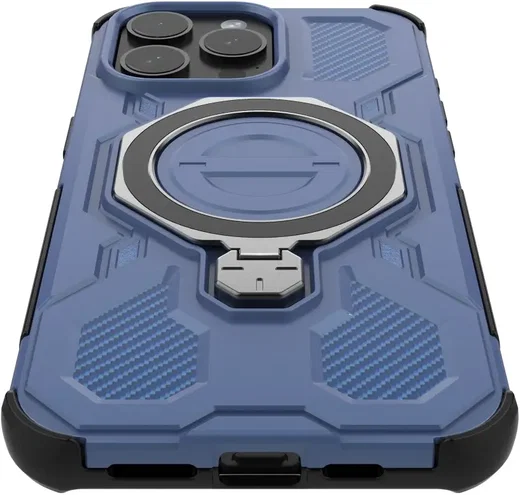 Apple iPhone 15 Pro Hoesje MagSafe 360° Standaard Blauw afbeelding 10
