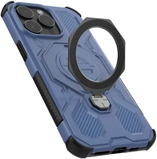 Apple iPhone 15 Pro Hoesje MagSafe 360° Standaard Blauw afbeelding 14
