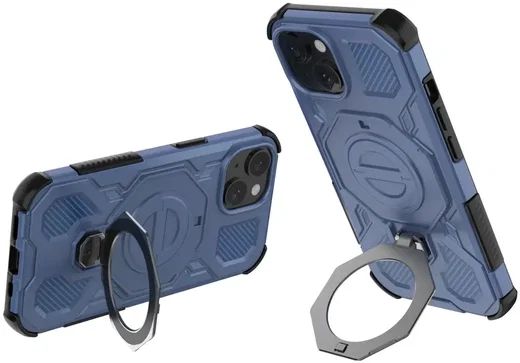 Apple iPhone 15 Hoesje MagSafe 360° Standaard Blauw afbeelding 9
