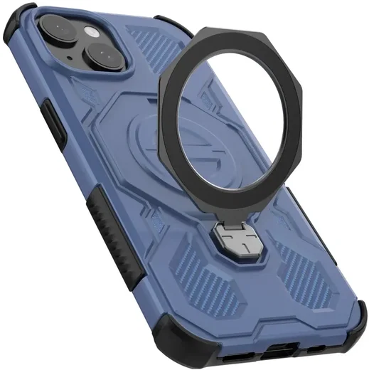 Apple iPhone 15 Hoesje MagSafe 360° Standaard Blauw afbeelding 14