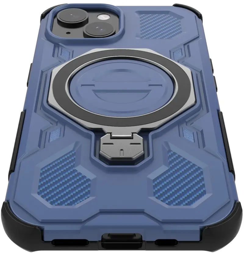 Apple iPhone 15 Hoesje MagSafe 360° Standaard Blauw afbeelding 10