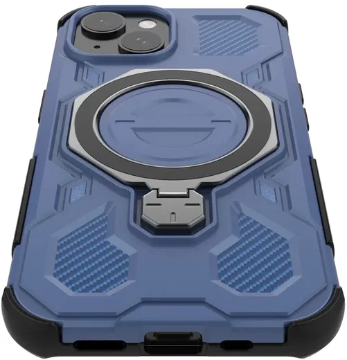 Apple iPhone 15 Hoesje MagSafe 360° Standaard Blauw afbeelding 10