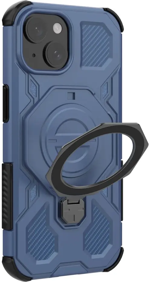 Apple iPhone 15 Hoesje MagSafe 360° Standaard Blauw afbeelding 12