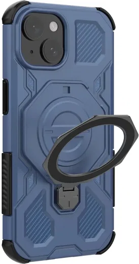 Apple iPhone 15 Hoesje MagSafe 360° Standaard Blauw afbeelding 12