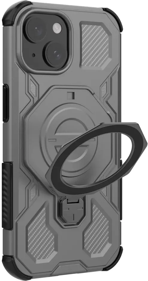 Apple iPhone 15 Hoesje MagSafe 360° Standaard Grijs afbeelding 12
