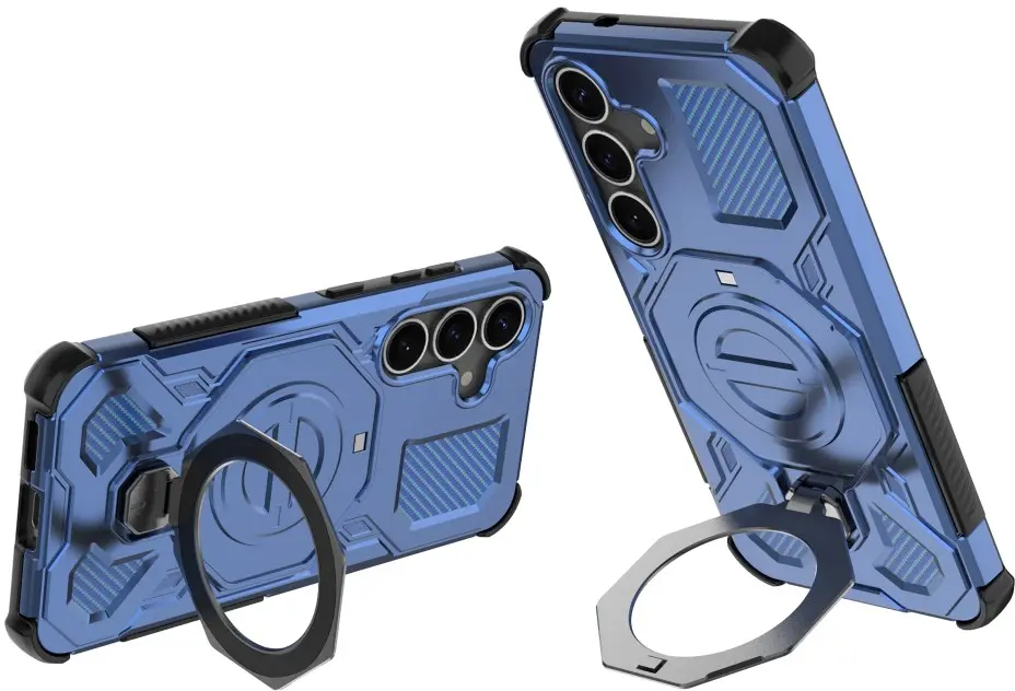 Samsung Galaxy S25 Hoesje MagSafe 360° Standaard Blauw afbeelding 2