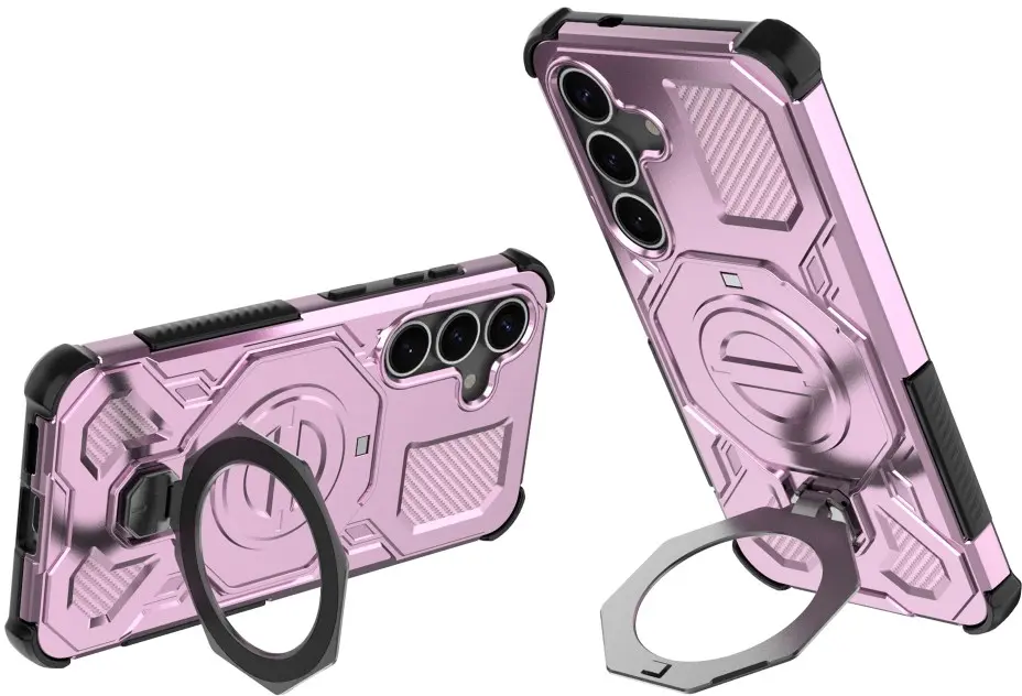 Samsung Galaxy S25 Hoesje MagSafe 360° Standaard Roze afbeelding 2