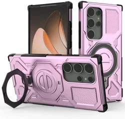Samsung Galaxy S24 Ultra Hoesje MagSafe 360° Standaard Roze afbeelding