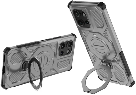 Motorola Edge 50 Hoesje MagSafe 360° Standaard Grijs afbeelding 2