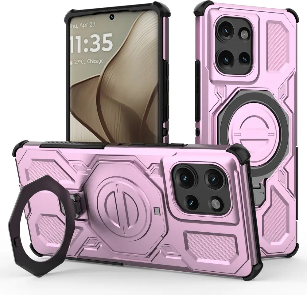Motorola Edge 50 Hoesje MagSafe 360° Standaard Roze afbeelding 1