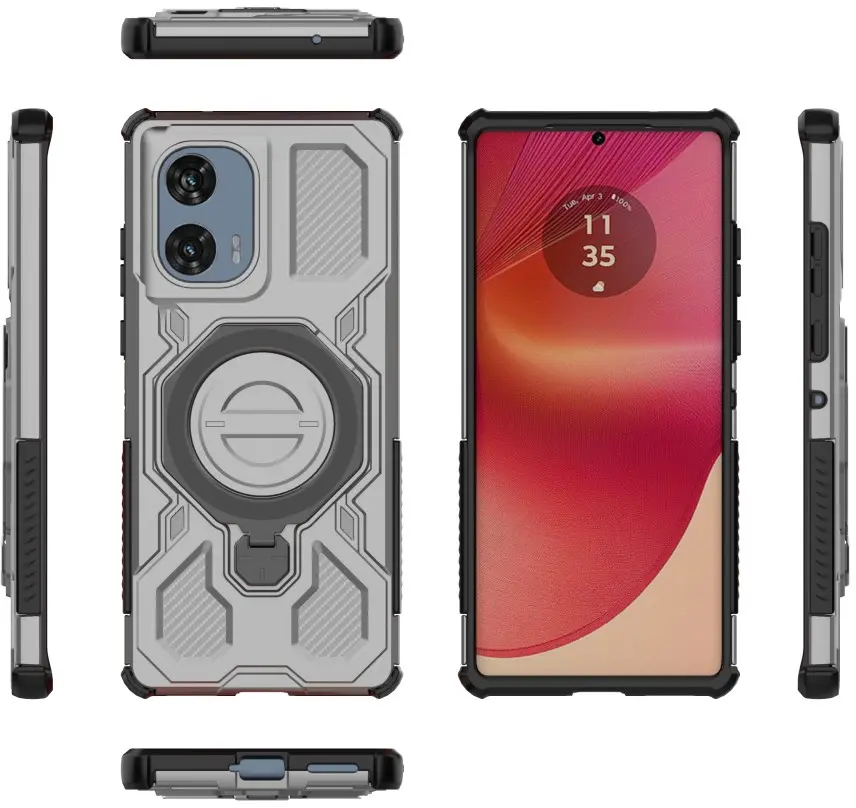 Motorola Edge 50 Fusion Hoesje MagSafe 360° Standaard Grijs afbeelding 8
