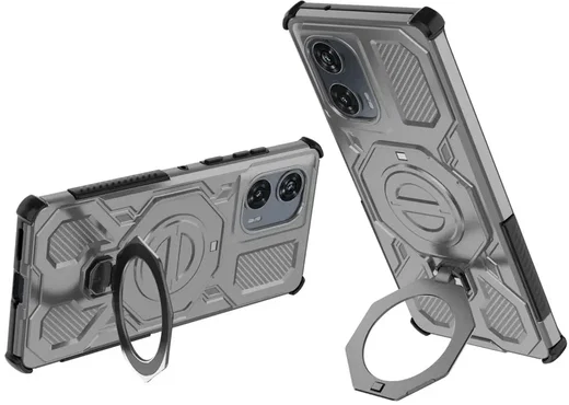 Motorola Edge 50 Fusion Hoesje MagSafe 360° Standaard Grijs afbeelding 2