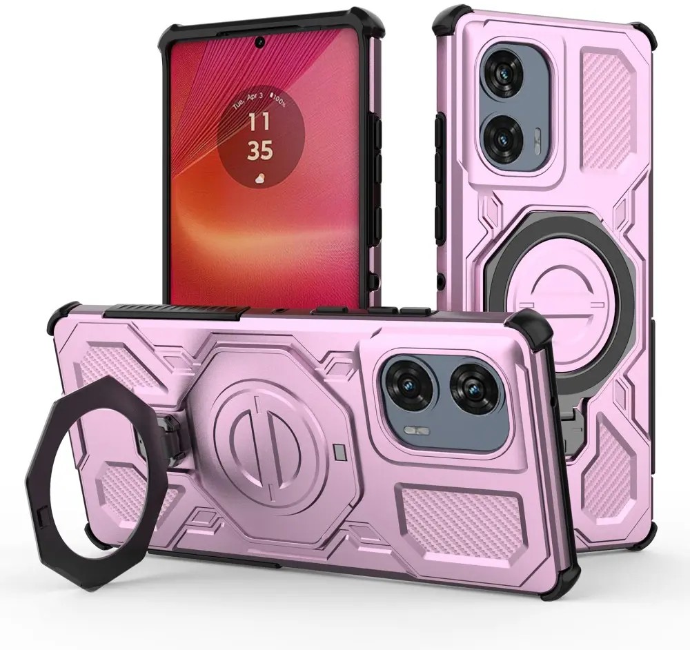 Motorola Edge 50 Fusion Hoesje MagSafe 360° Standaard Roze afbeelding 1